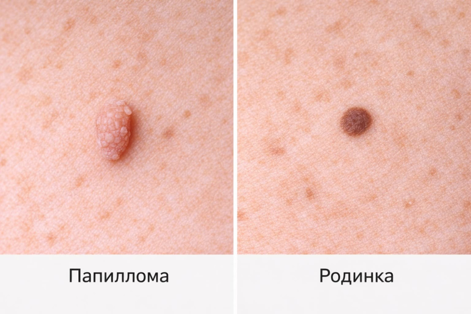 Папиллома и родинка